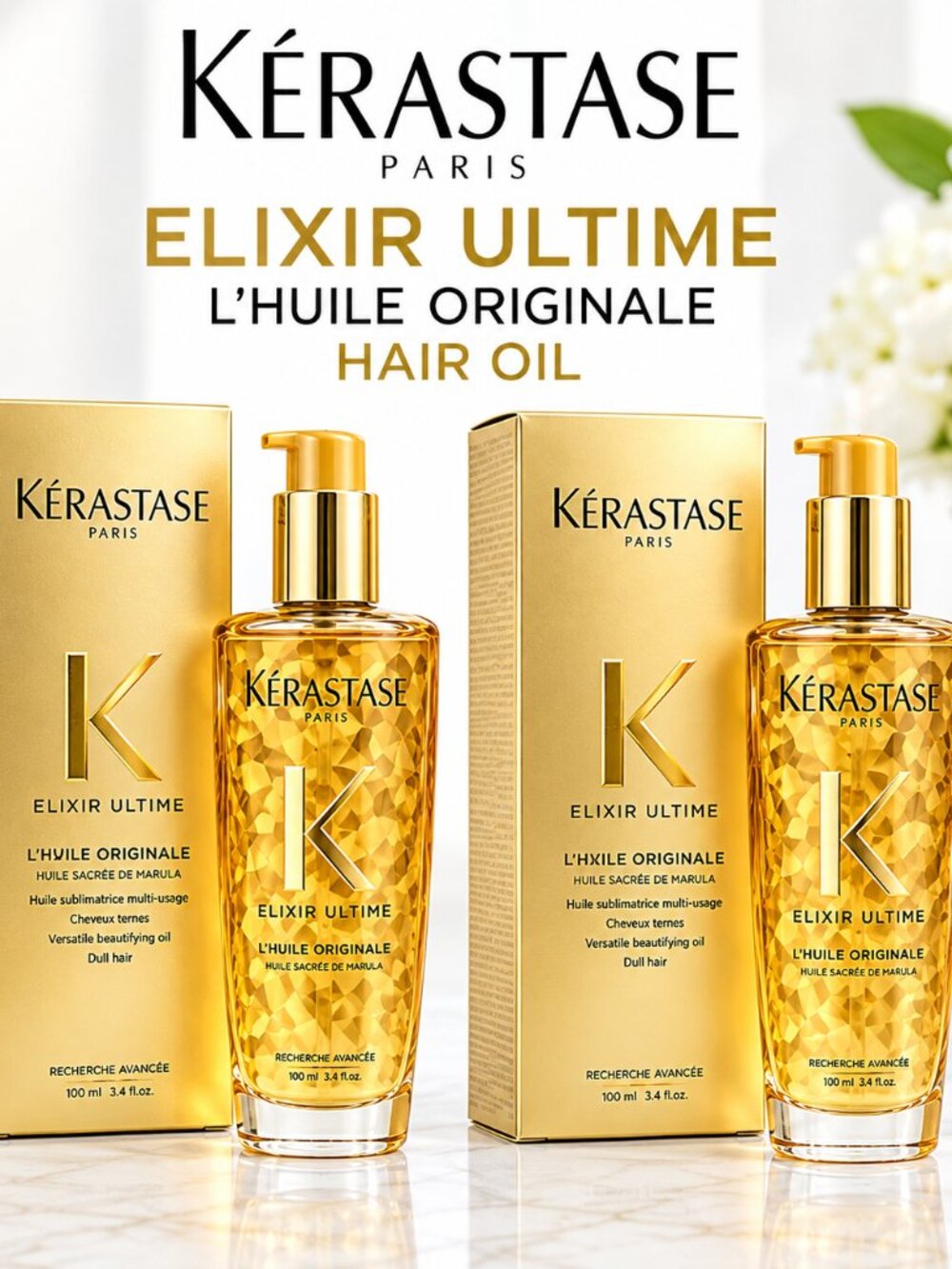Kérastase Elixir Ultime L’Huile Originale Hair Oil 100ml x 2 Pack • New Sealed
